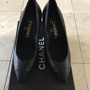 Chanel black leather pumps (NWT)